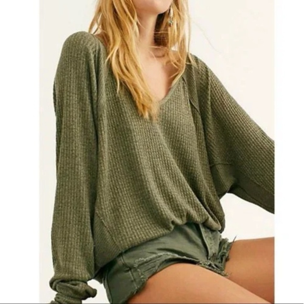 🔆 Free People We The Free ‘Santa Clara’ Waffle Knit Top – Size XS
